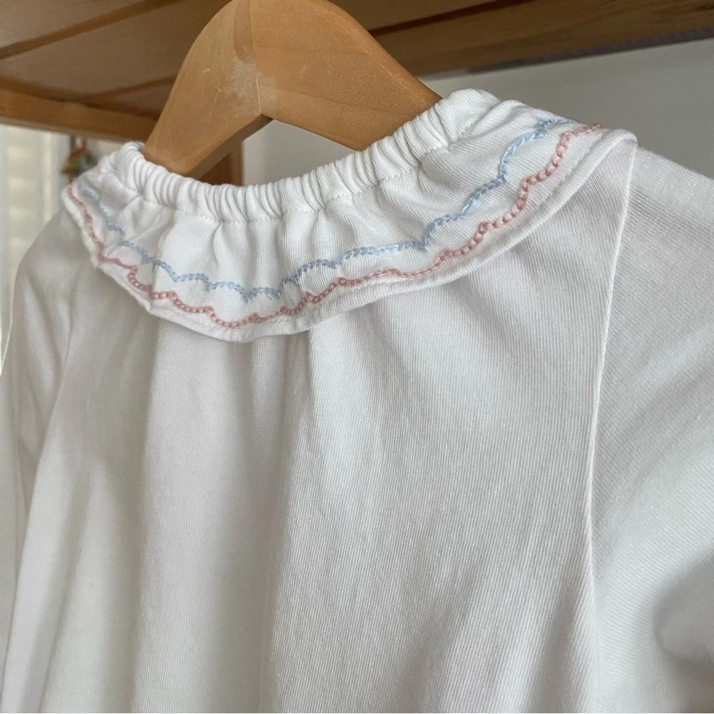 Baybala Baby Ivory Embroidered Ruffle Collar Bea Onesie 18 months